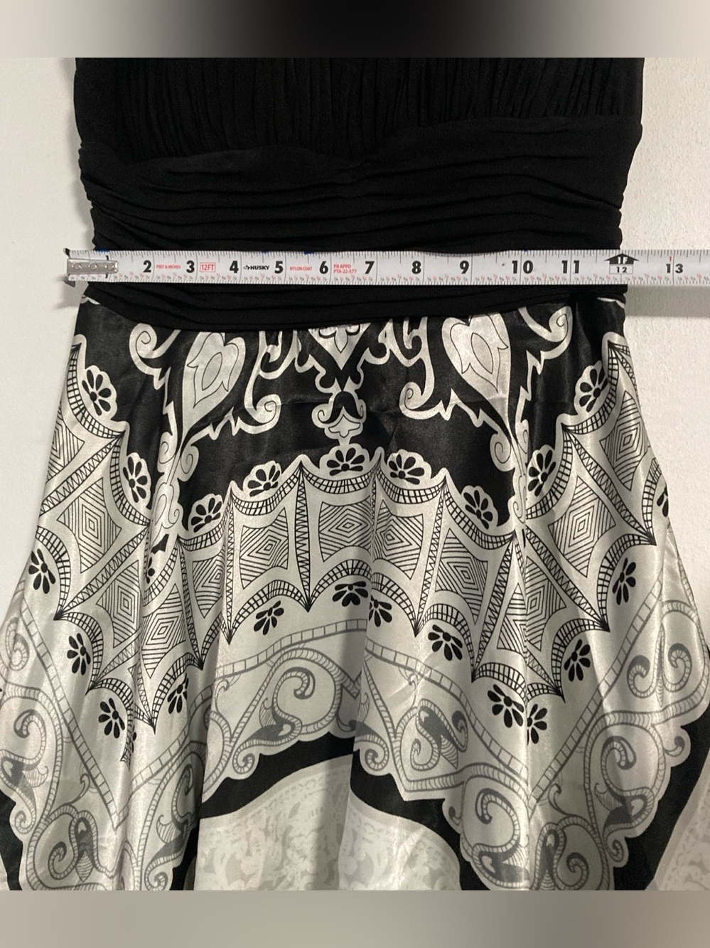 Signature by Sangria Black/Gray Dress Fit & Flare handkerchief hem sleeveless 8 - Picture 11 of 16
